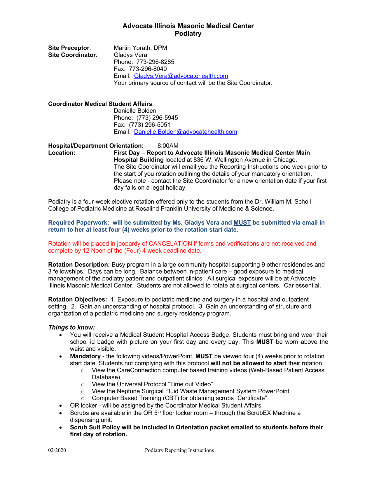 Podiatry Reporting Instructions screenshot