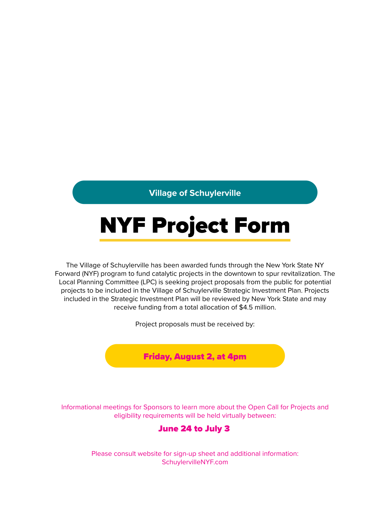 NYF Project Form screenshot