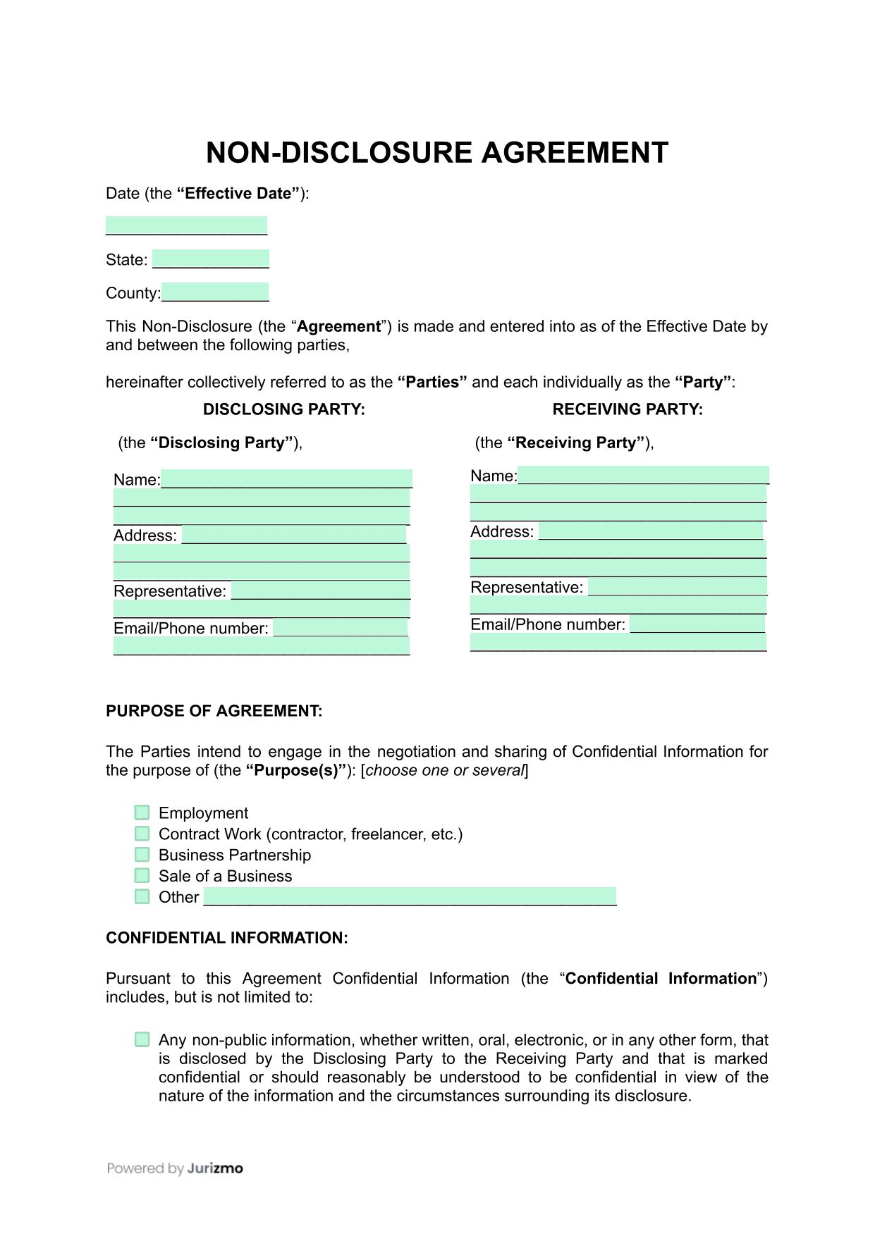 Non Disclosure Agreement screenshot