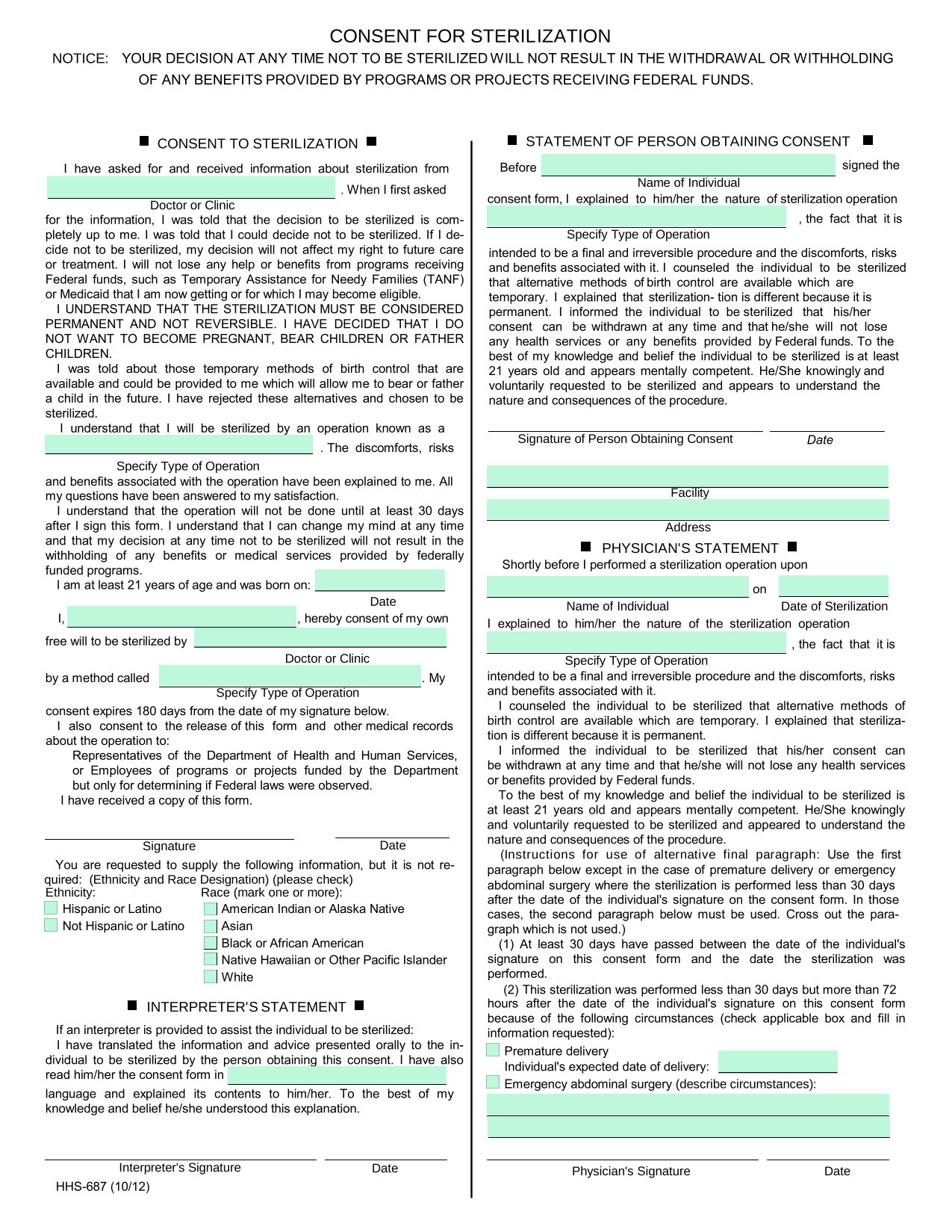 Consent For Sterilization screenshot