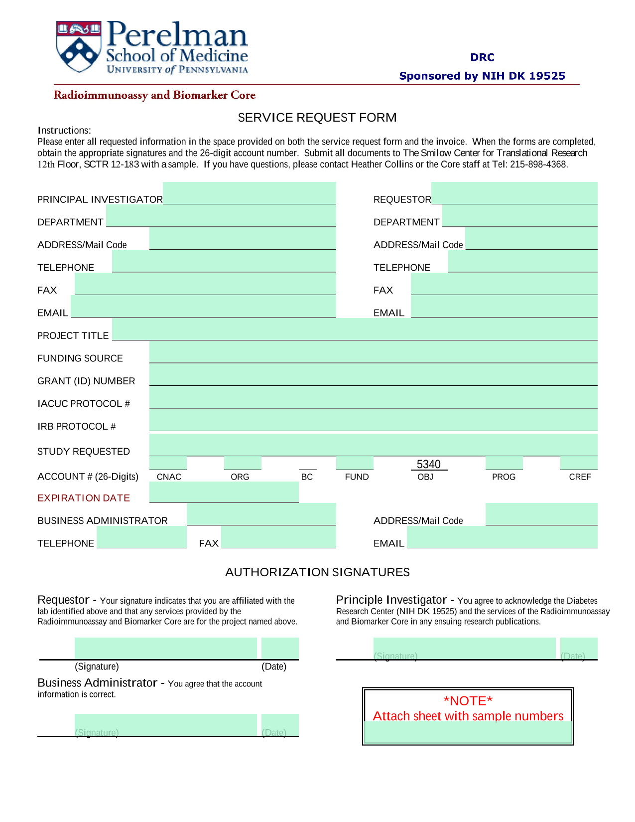 Service Request Form screenshot