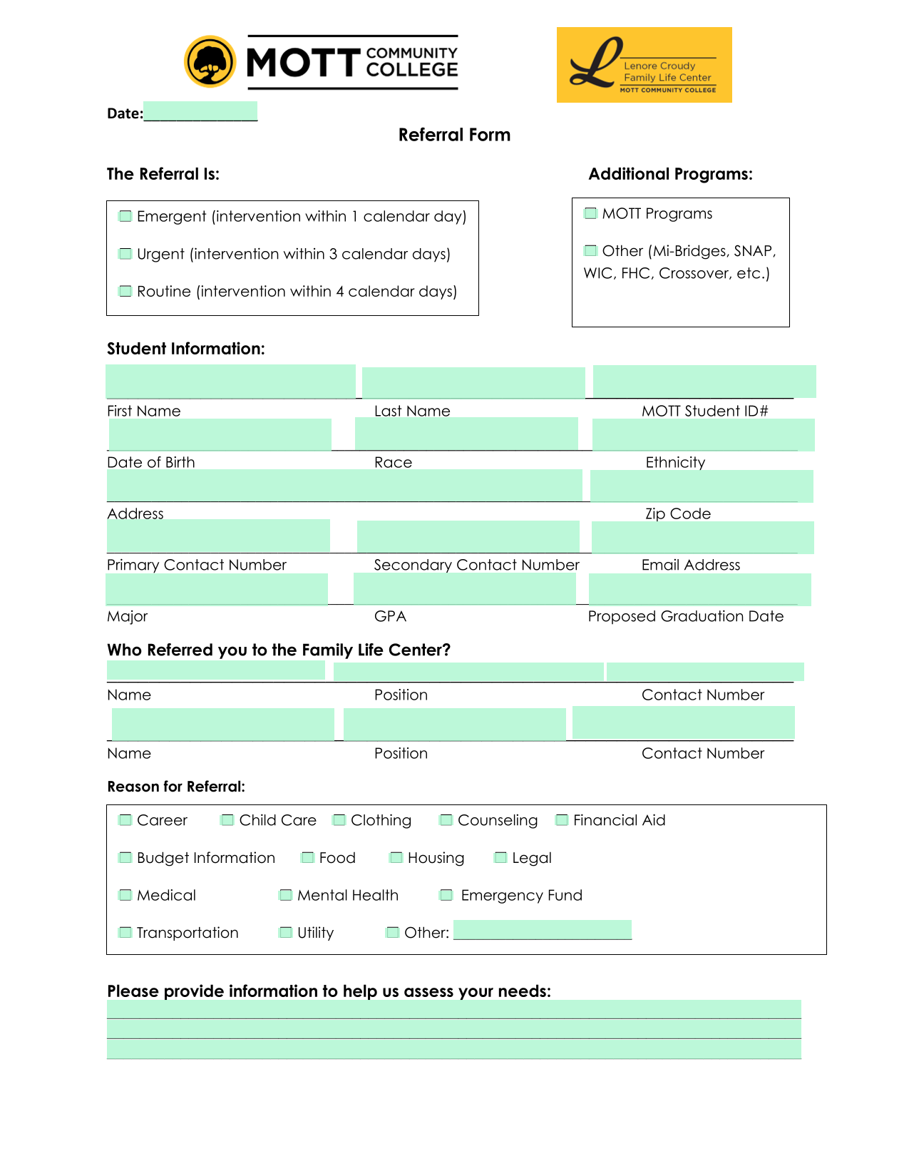 Referral Form screenshot