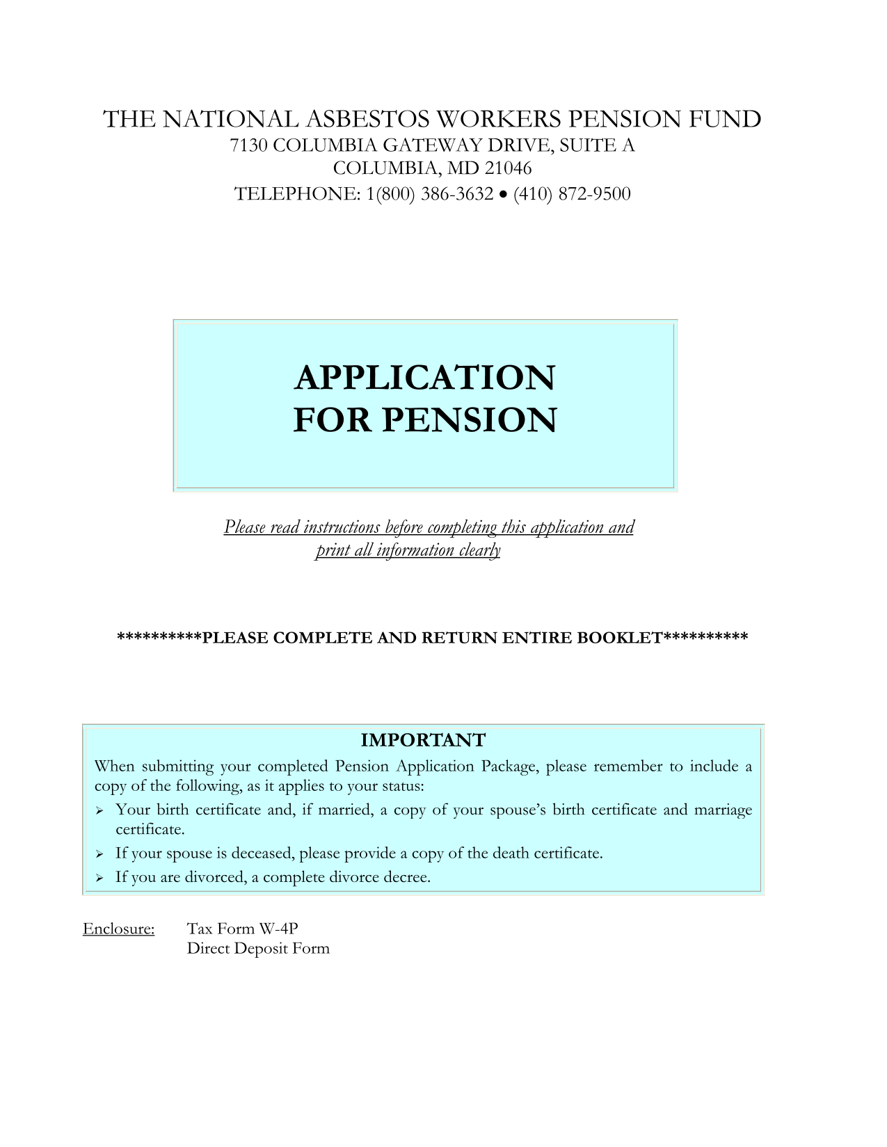Application For Pension screenshot