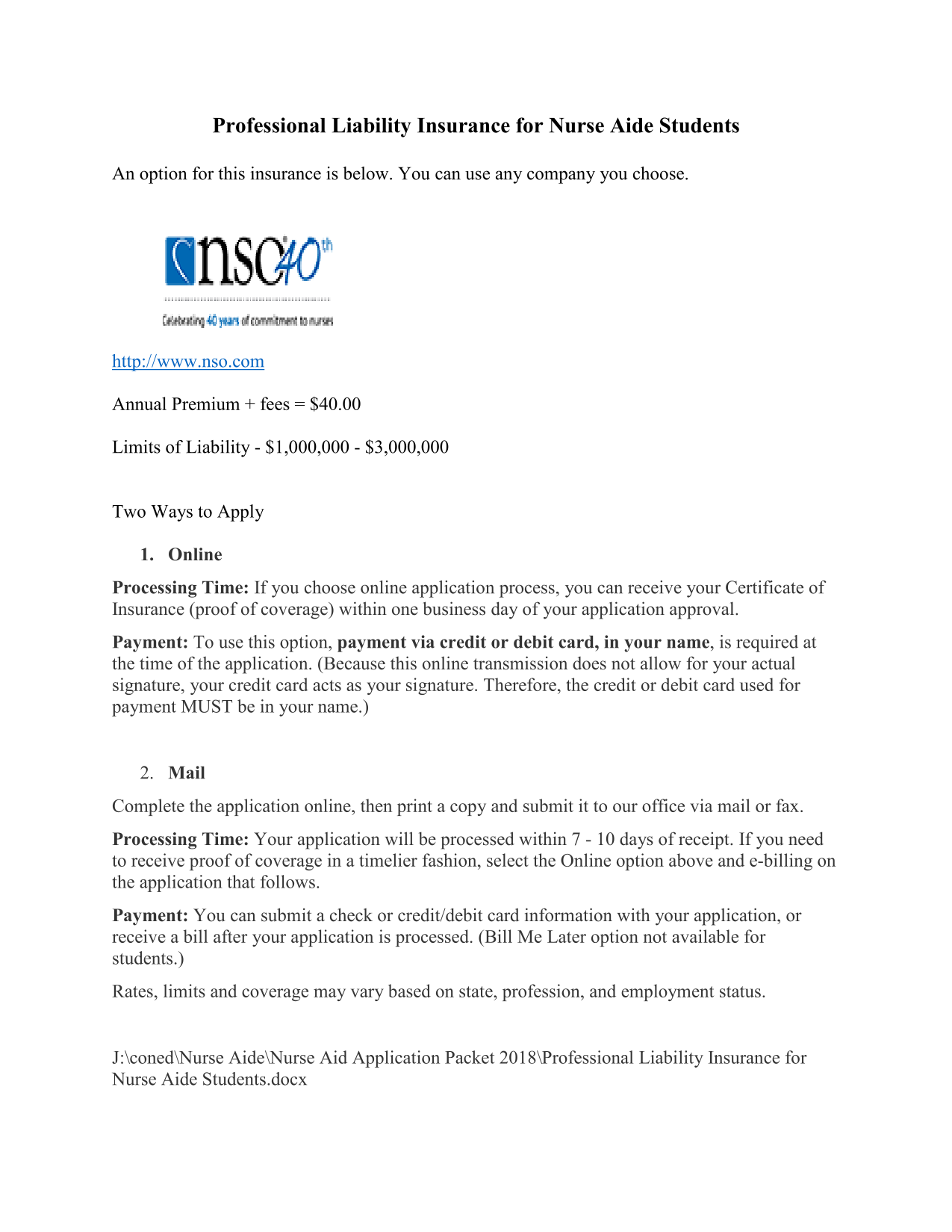 Professional Liability Insurance For Nurse Aide Students screenshot