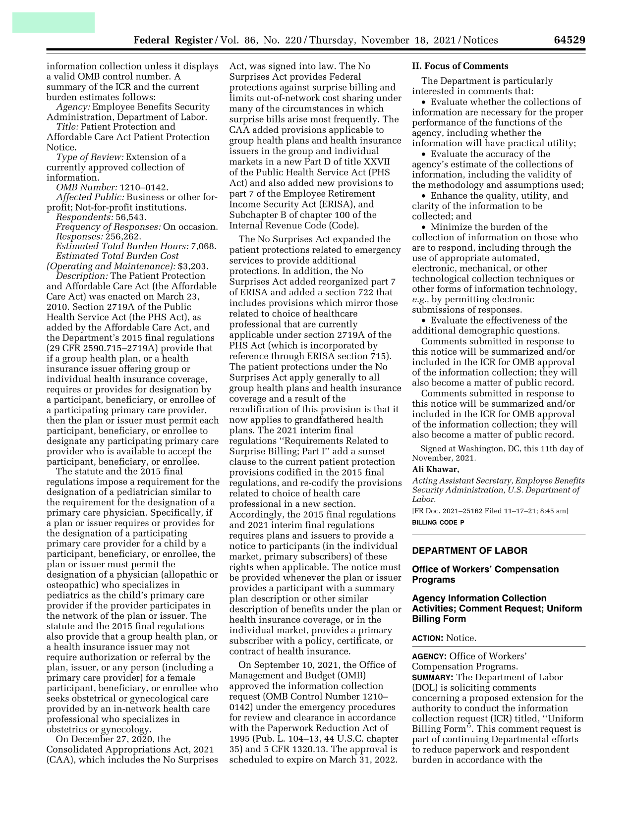 Patient Protection And Affordable Care Act Patient Protection Notice screenshot