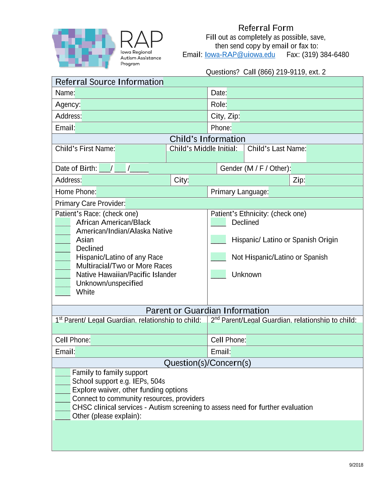 Referral Form screenshot