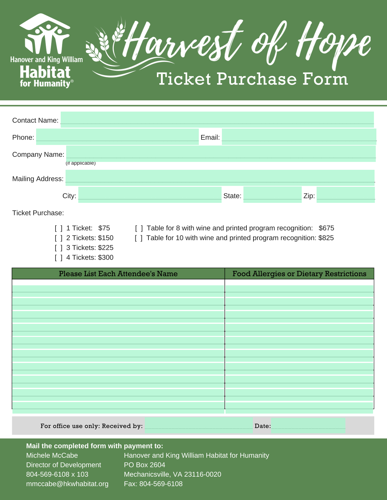 Ticket Purchase Form screenshot