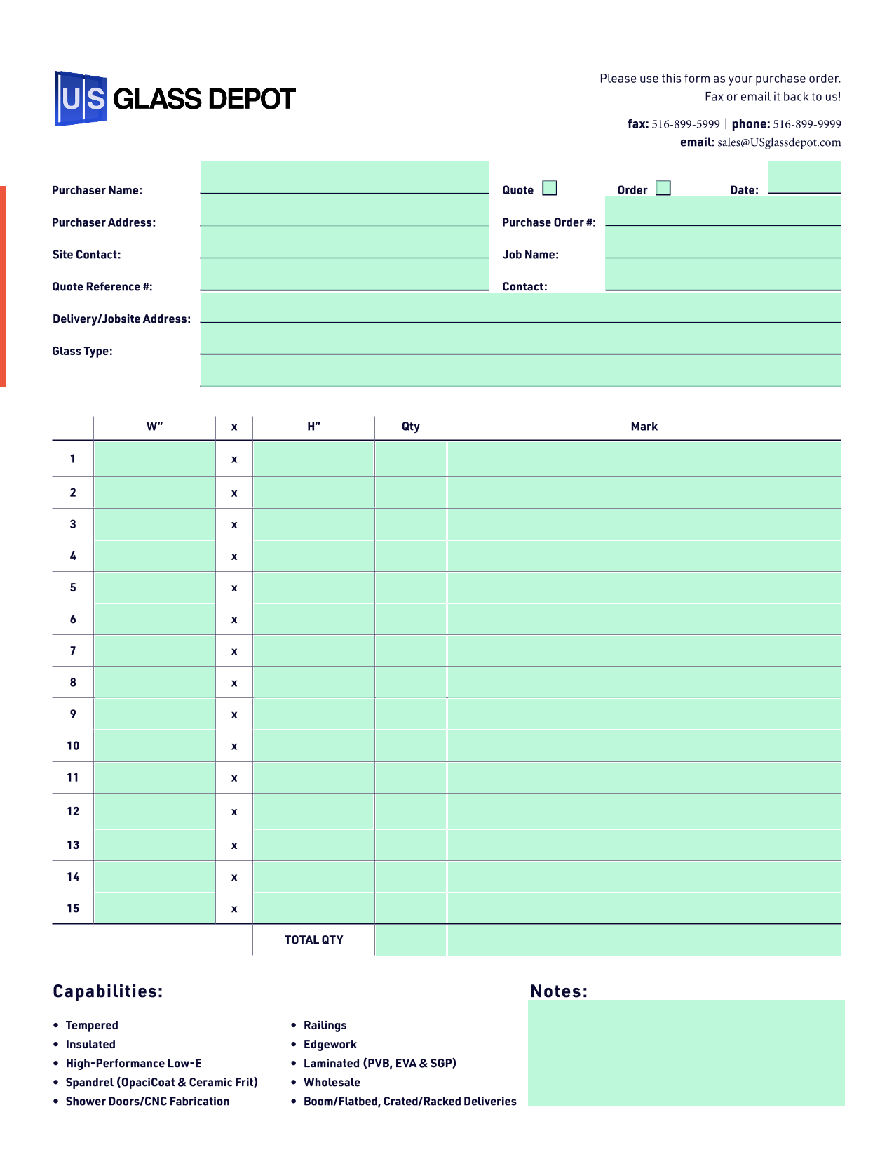 Purchase Order Form screenshot