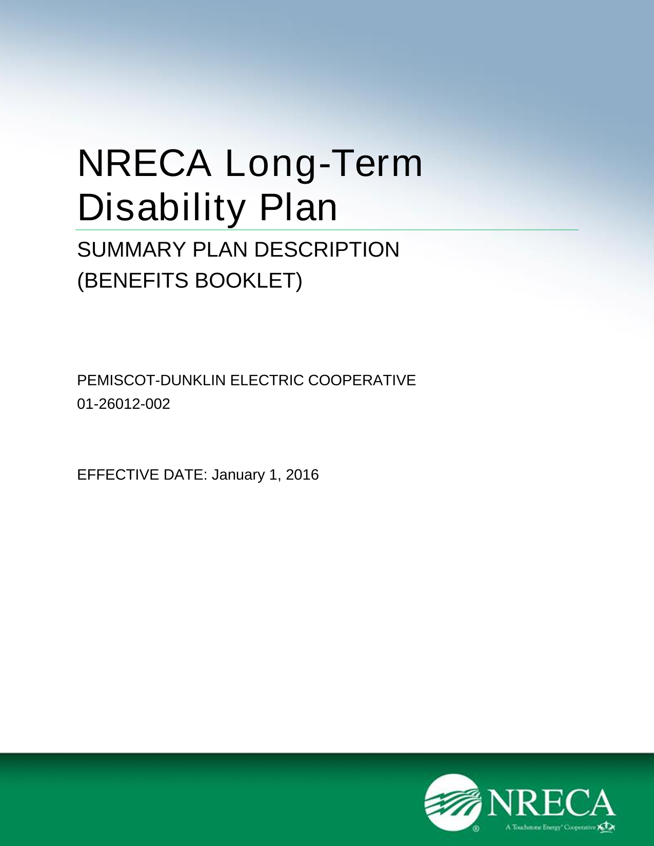 NRECA Long Term Disability Plan Summary Plan Description screenshot