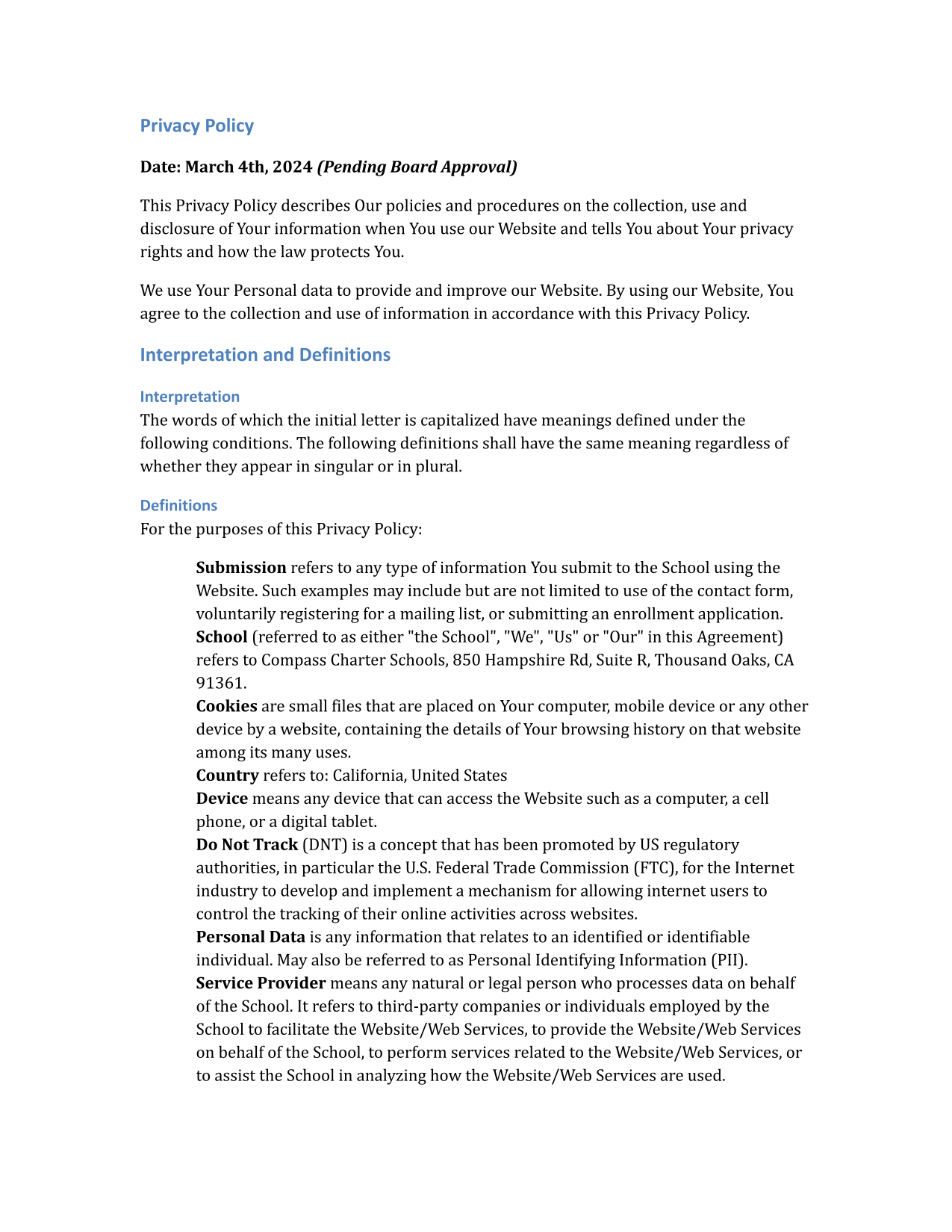 Privacy Policy screenshot