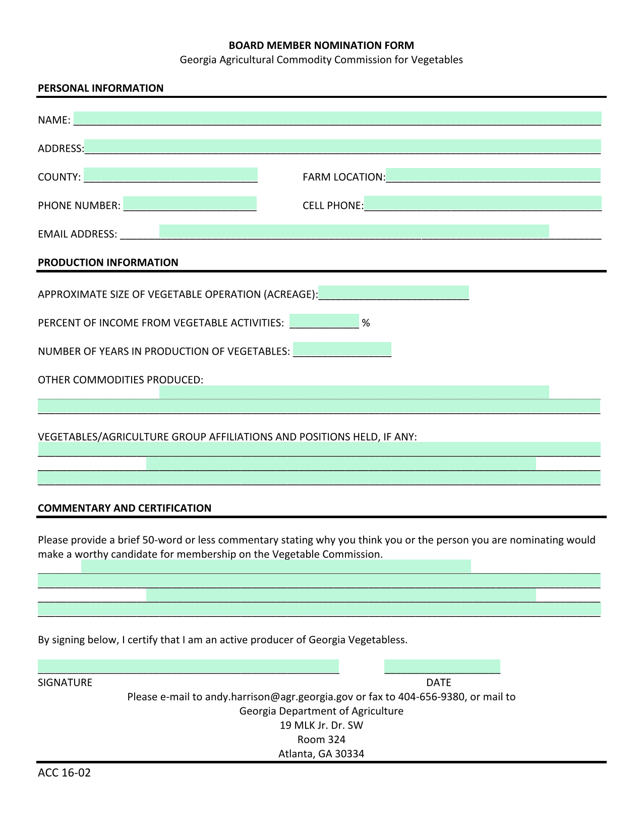 ACC 16 02 BOARD MEMBER NOMINATION FORM screenshot