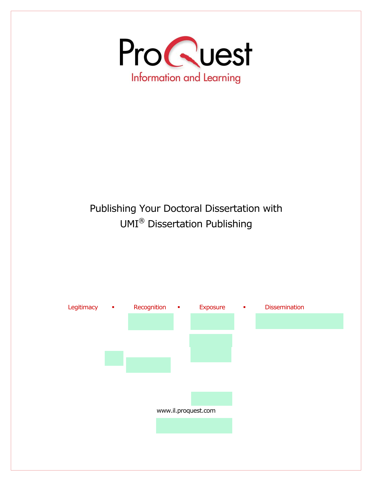 Publishing Your Doctoral Dissertation With UMI Dissertation Publishing screenshot