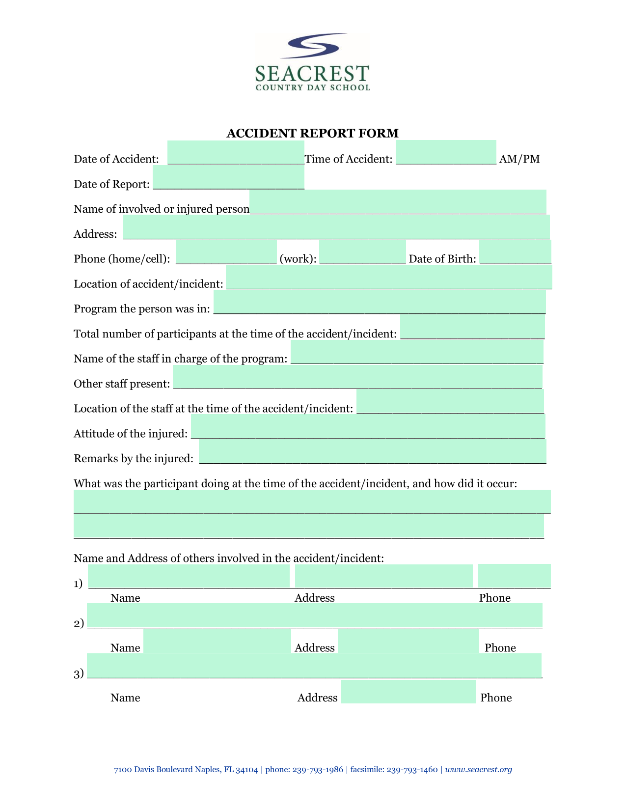 Accident Report Form screenshot