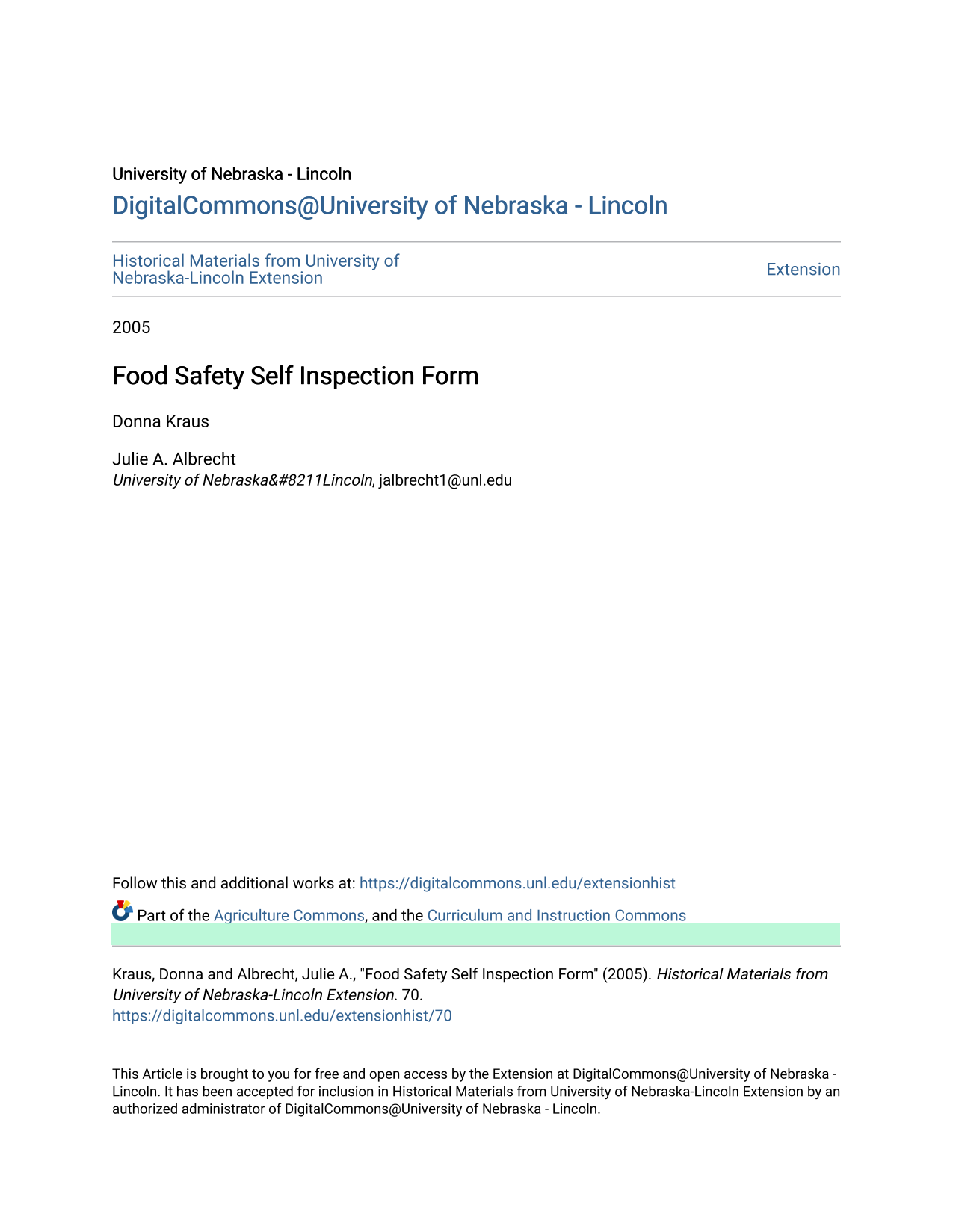 Food Safety Self Inspection Form screenshot