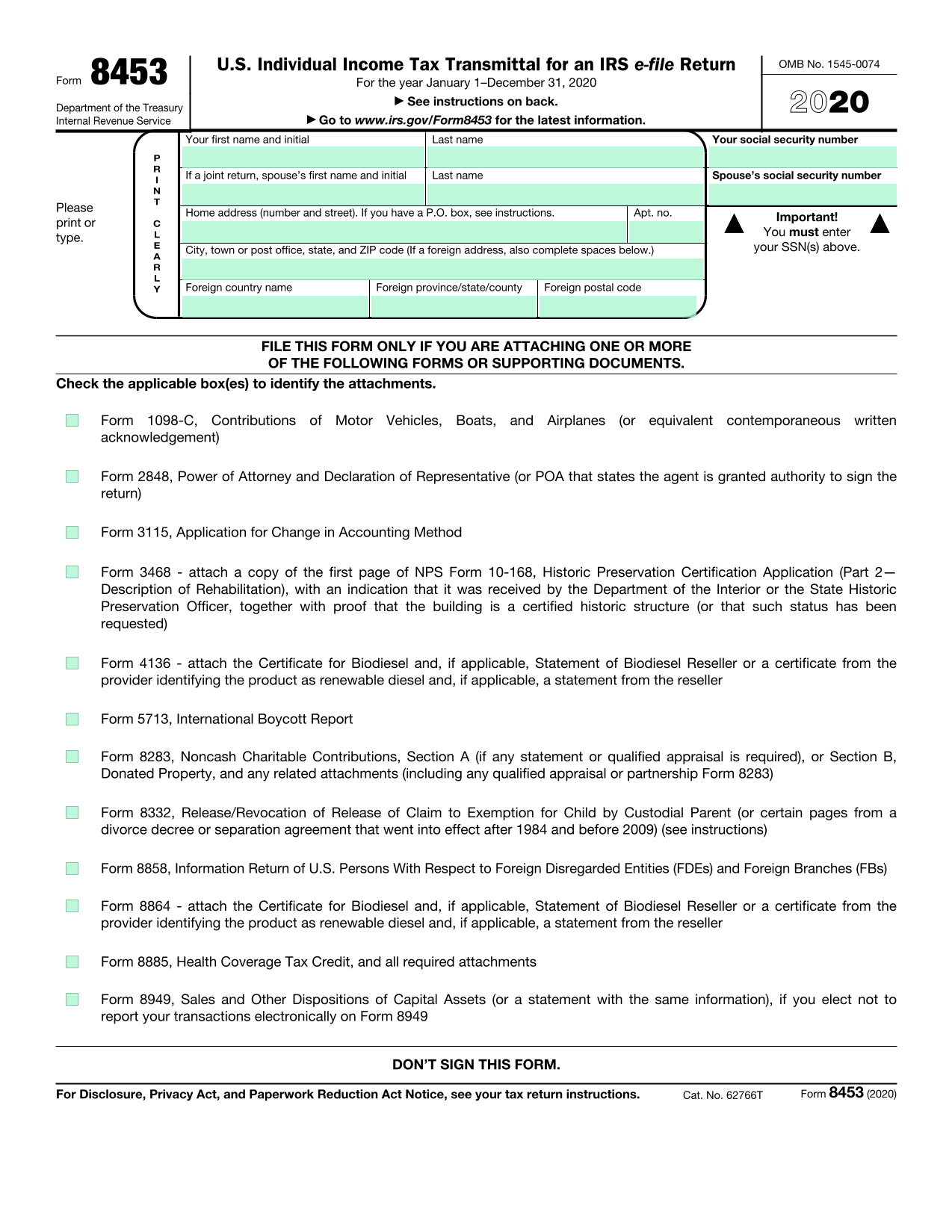 Form 8453 screenshot
