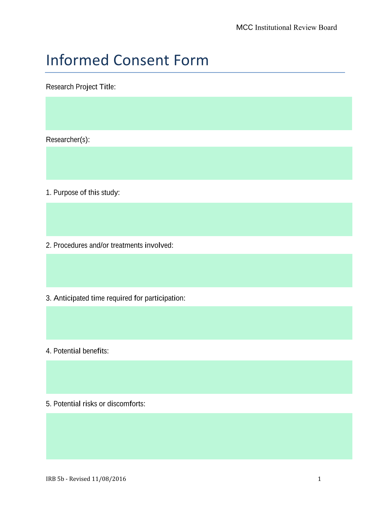 Informed Consent Form screenshot