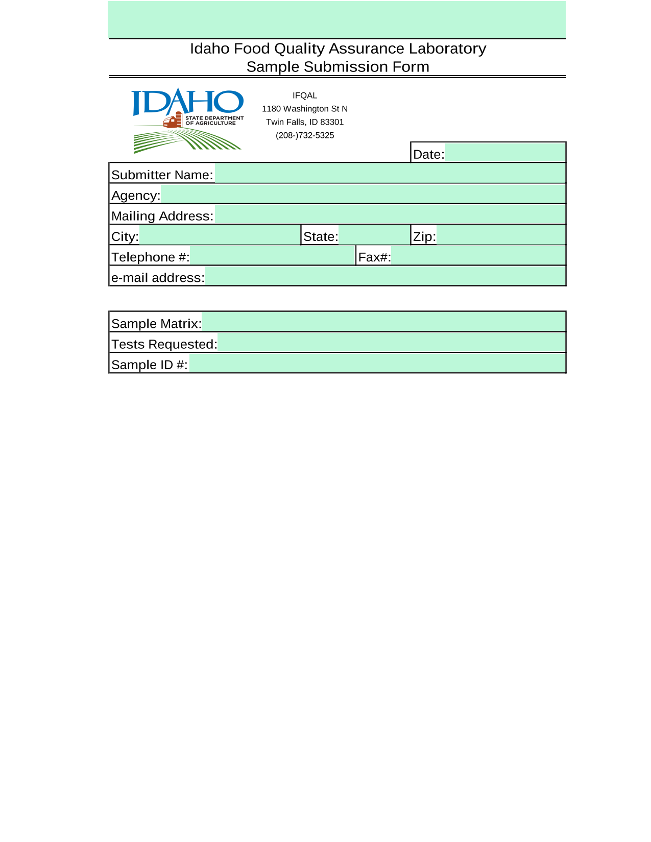 Sample Submission Form screenshot