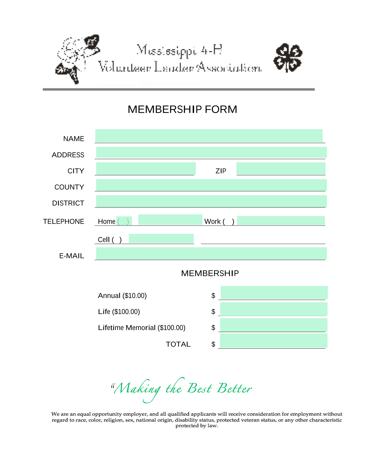 MEMBERSHIP FORM screenshot