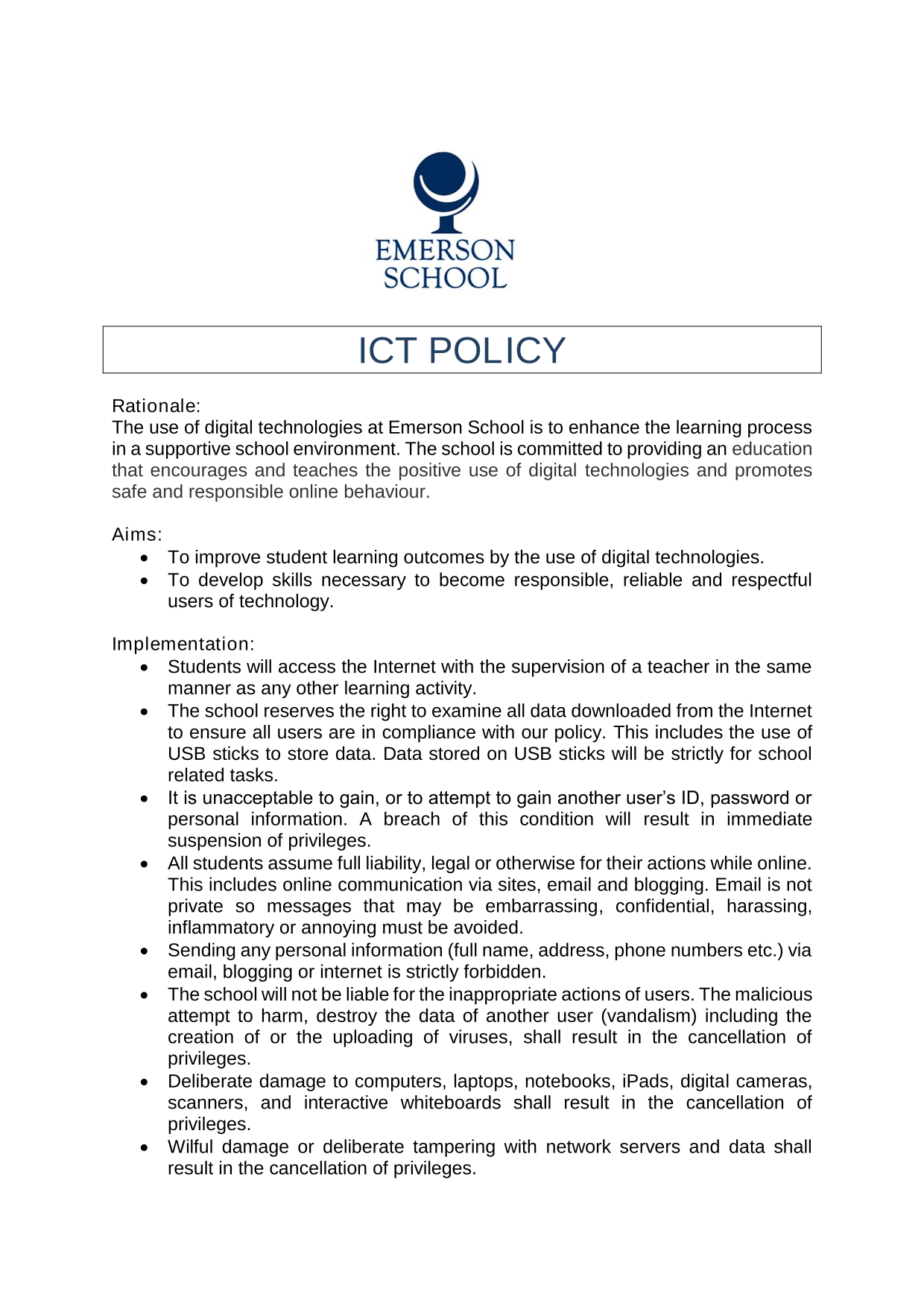 ICT Policy screenshot