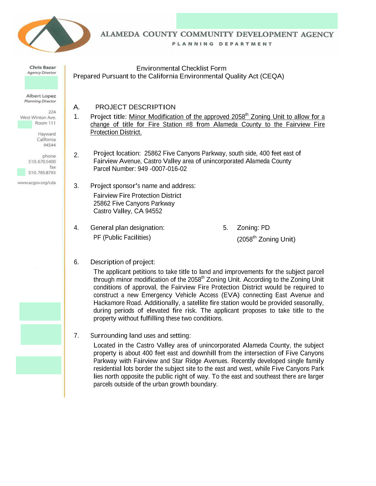 Environmental Checklist Form screenshot
