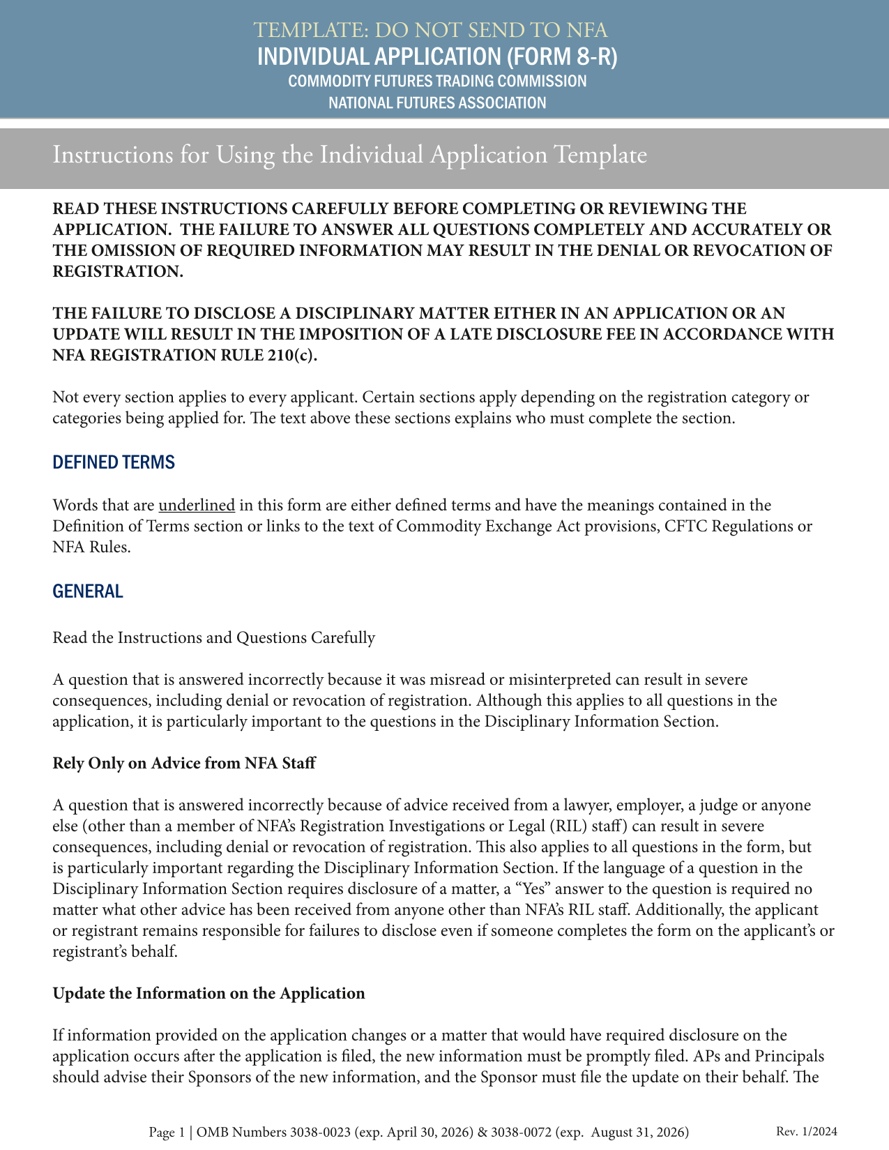NFA Registration Application screenshot