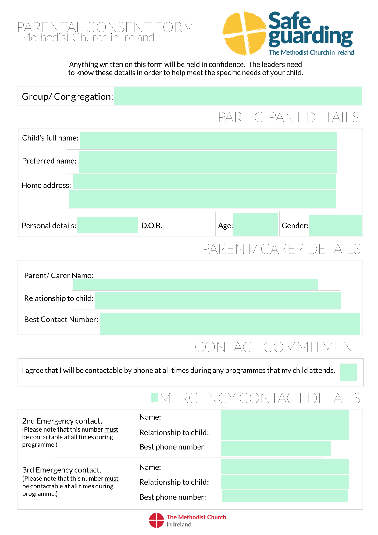 Parental Consent Form screenshot