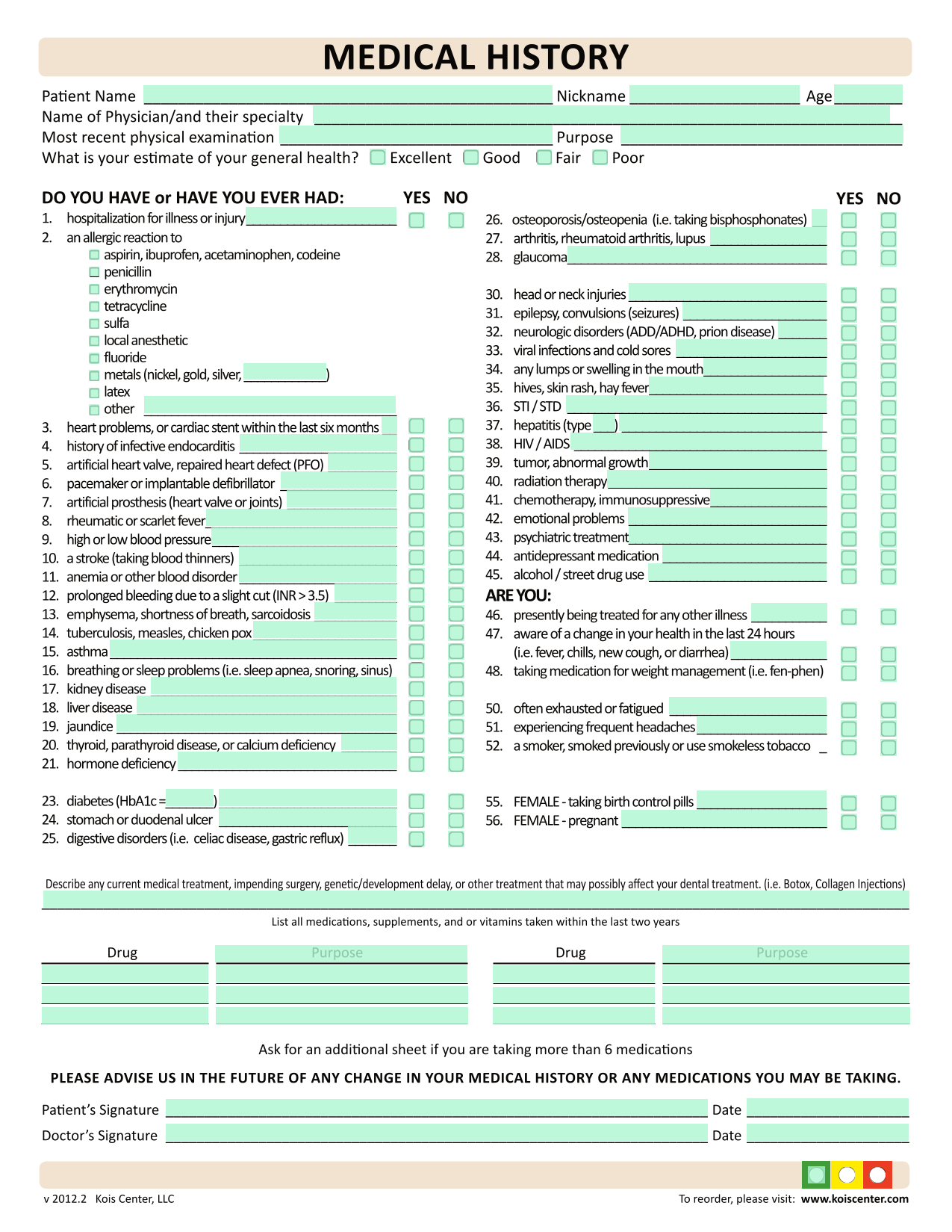 MEDICAL HISTORY screenshot