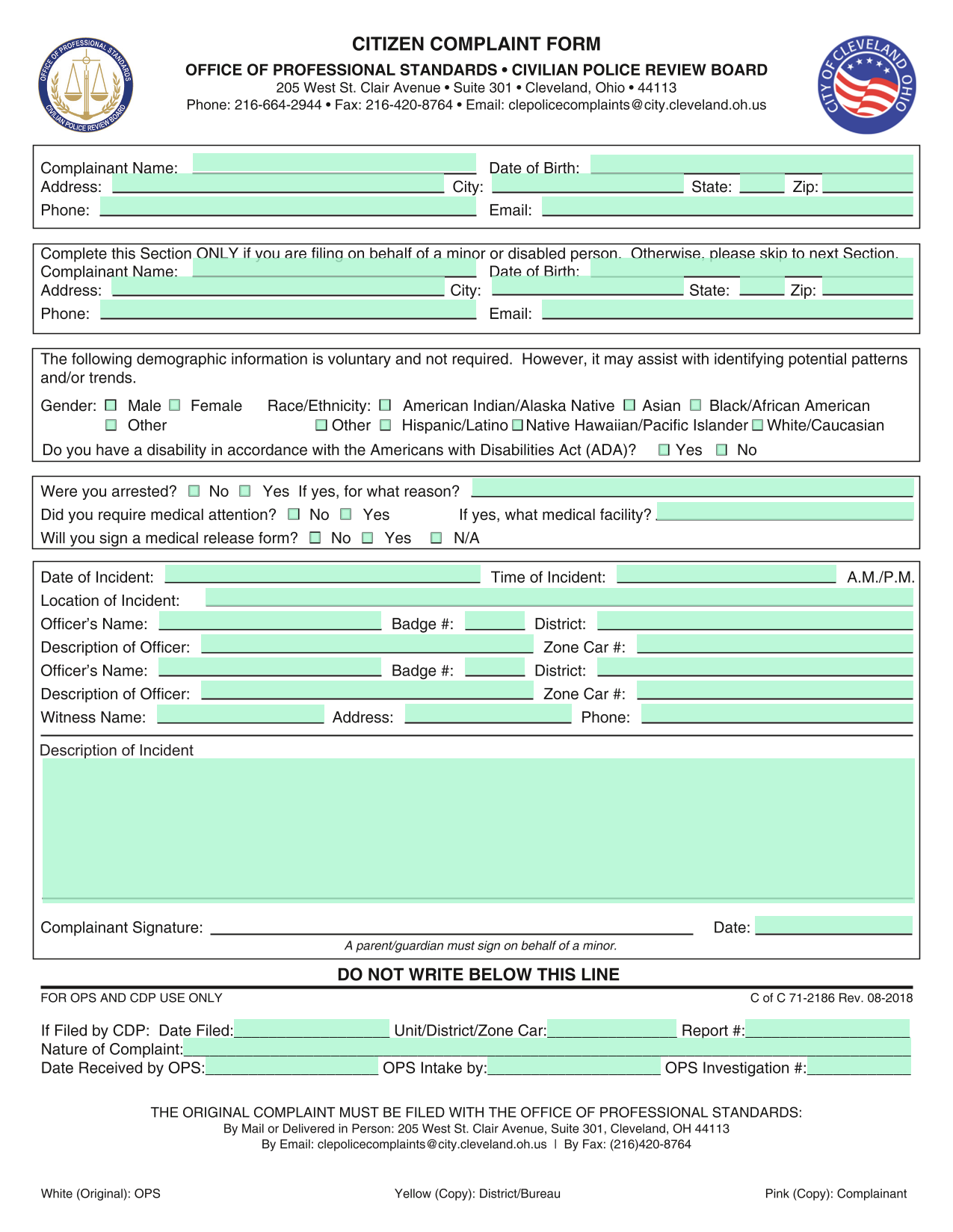 CITIZEN COMPLAINT FORM screenshot