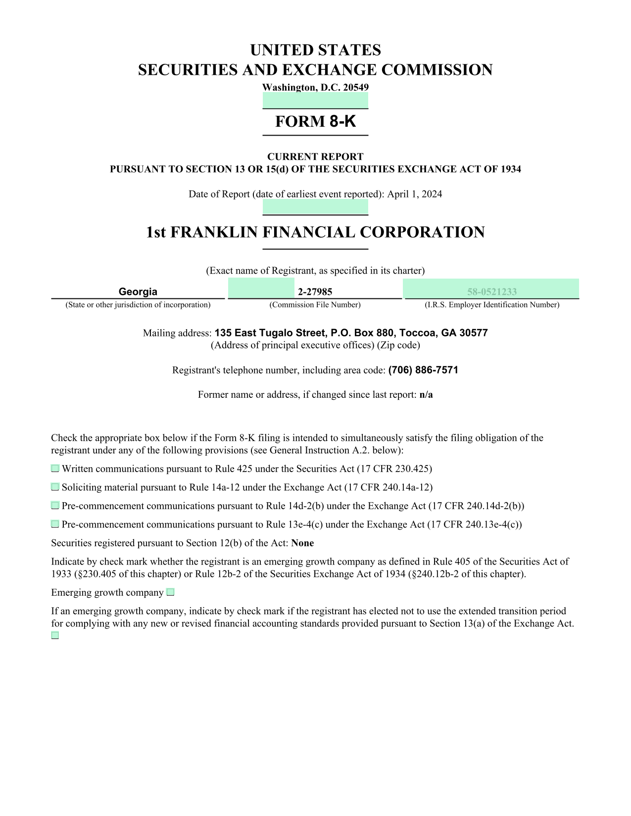Form 8 K Current Report screenshot