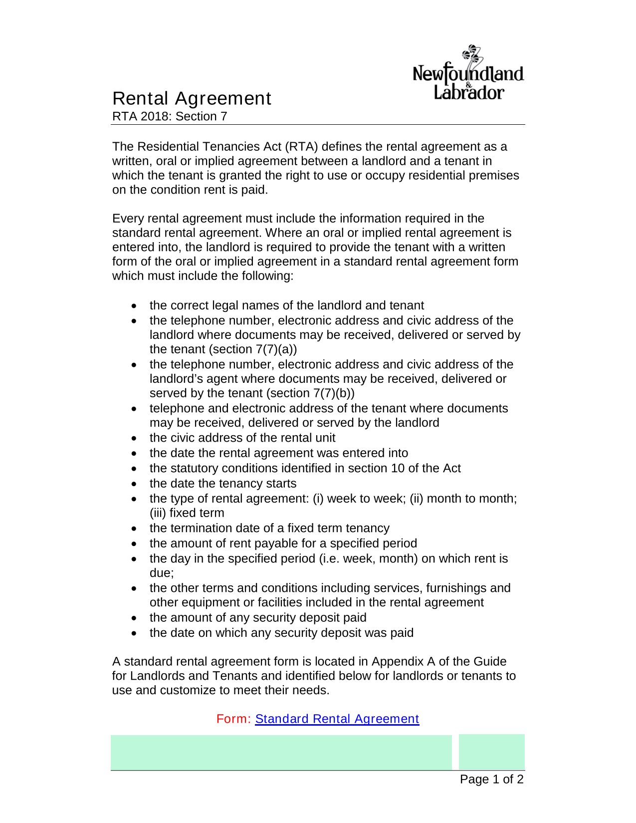 Rental Agreement screenshot
