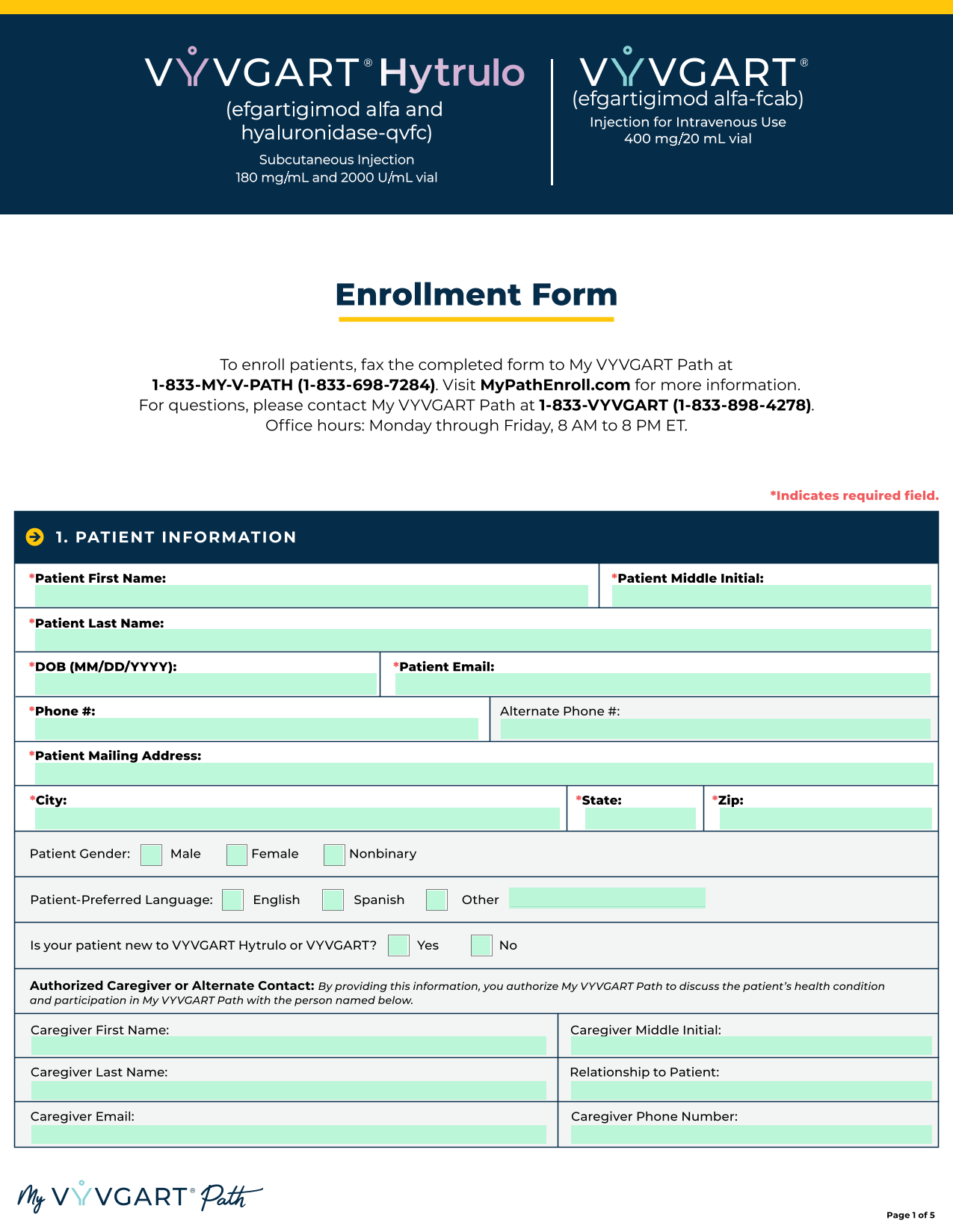 Enrollment Form screenshot