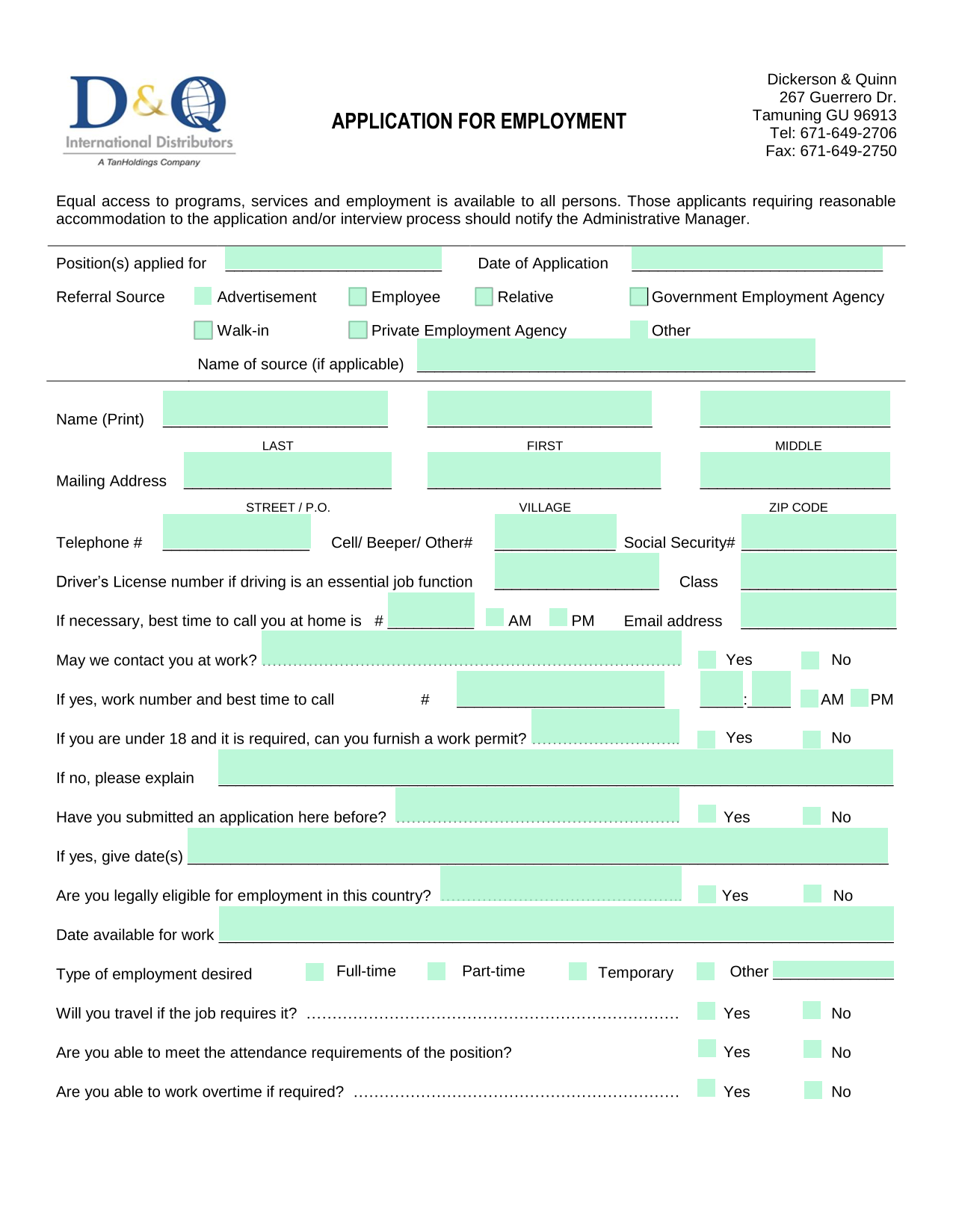 Application For Employment screenshot