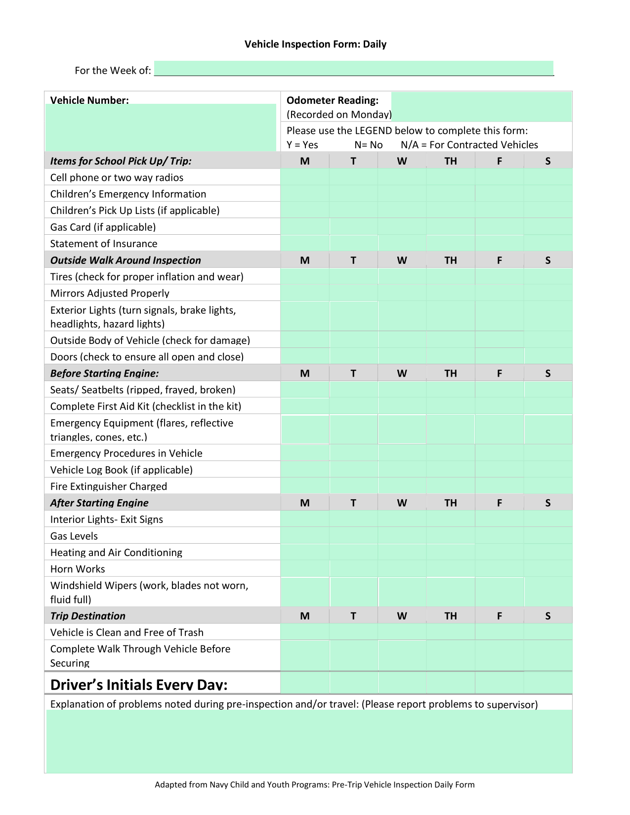 Vehicle Inspection Form Daily screenshot