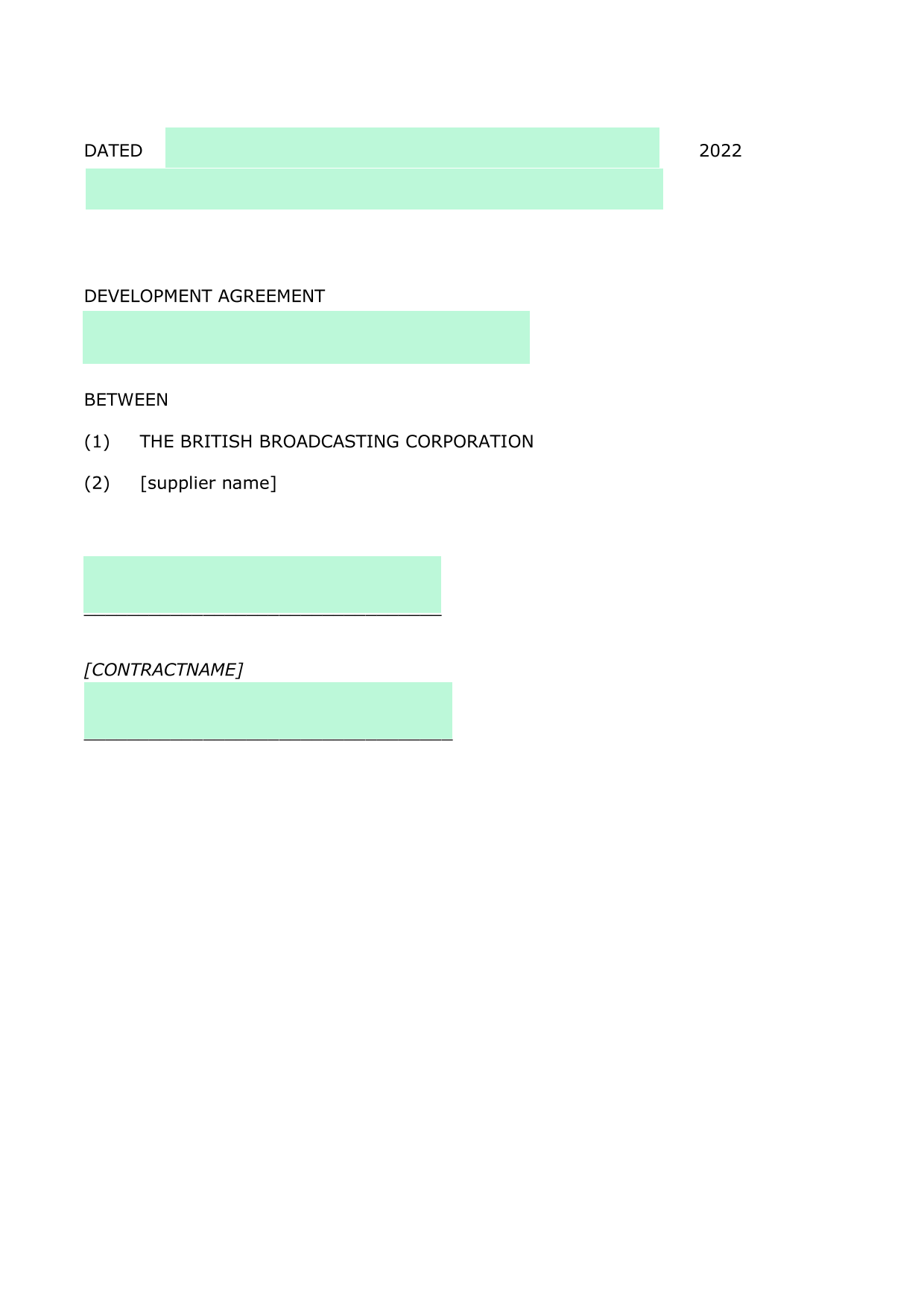 Development Agreement screenshot