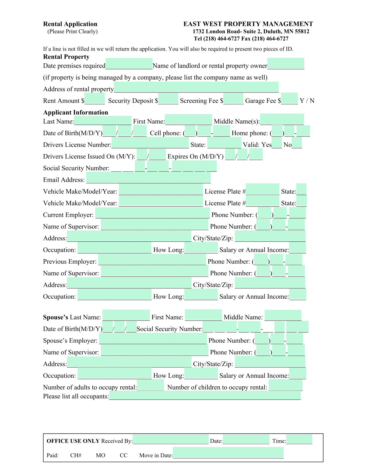 Rental Application screenshot