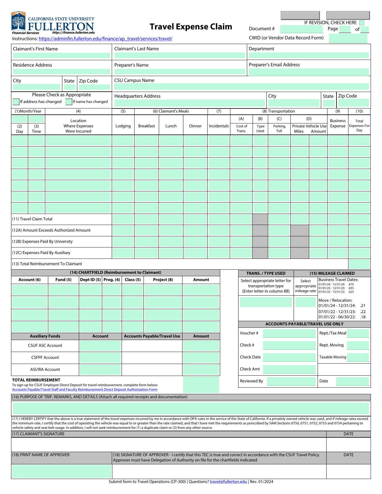 Travel Expense Claim screenshot