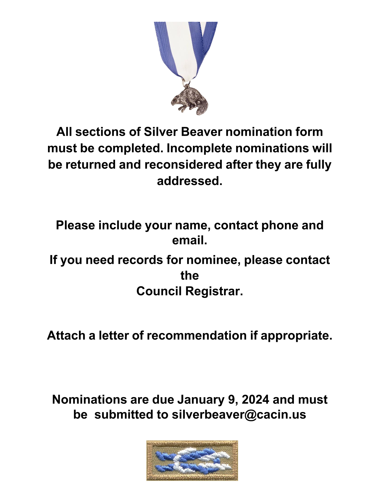 The Silver Beaver Award Nomination Form screenshot
