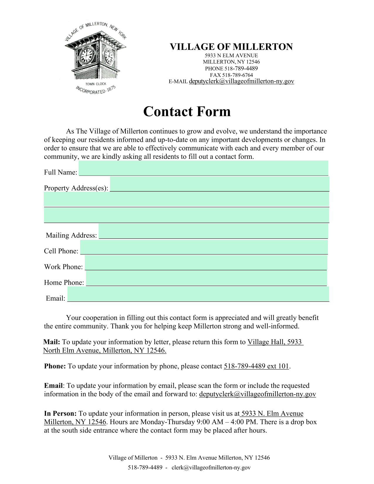 Contact Form screenshot