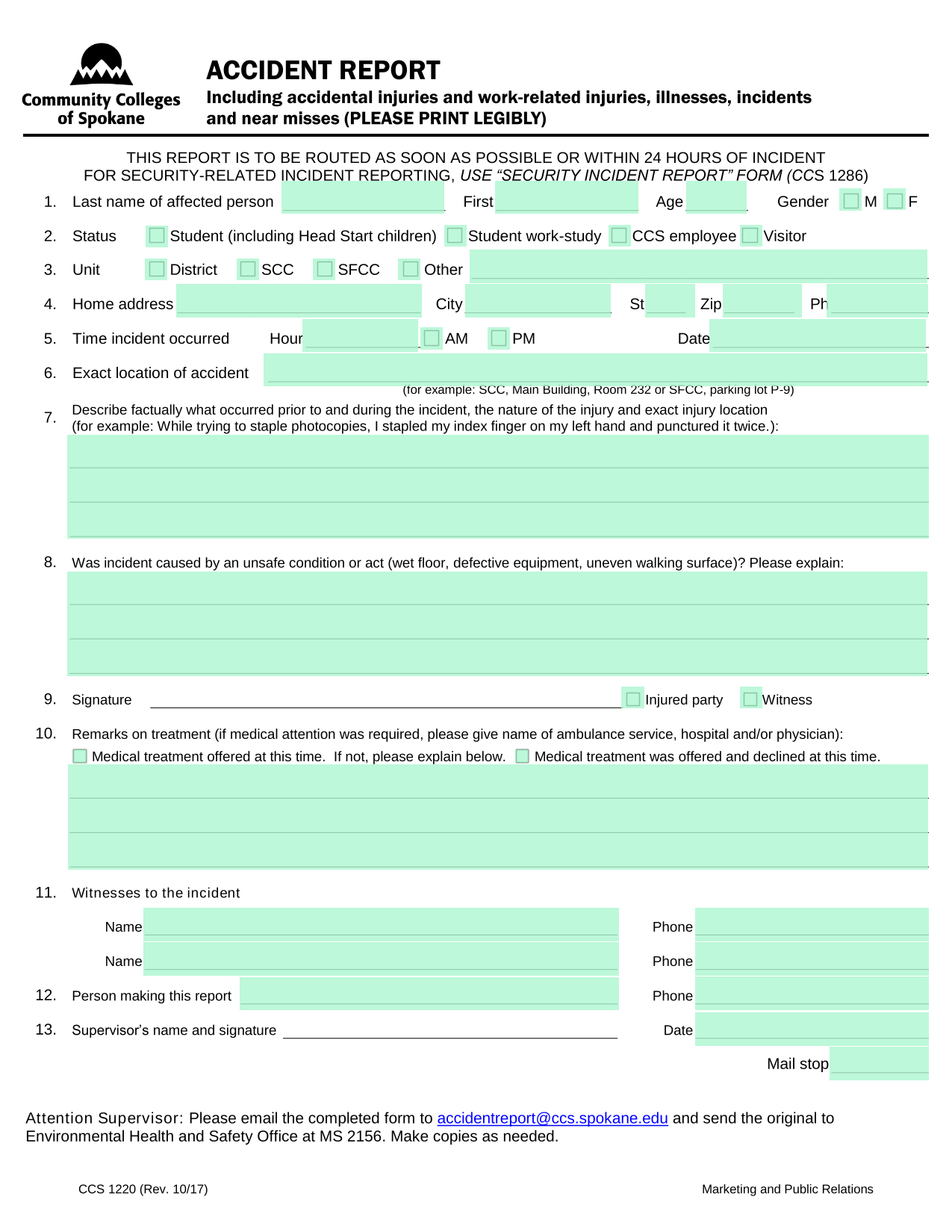 Accident Report screenshot