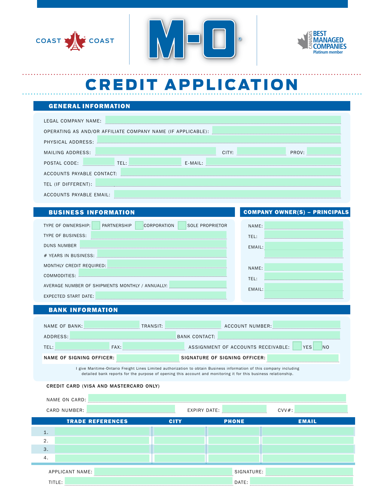 Credit Application screenshot
