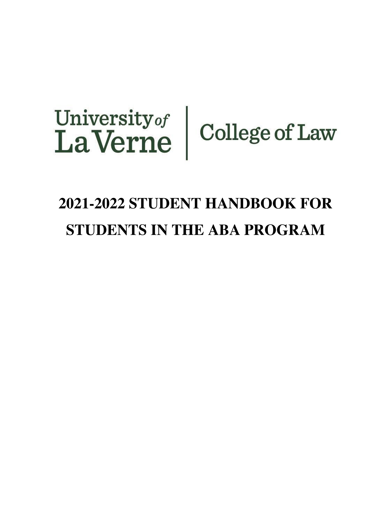 2021 2022 STUDENT HANDBOOK FOR STUDENTS IN THE ABA PROGRAM screenshot
