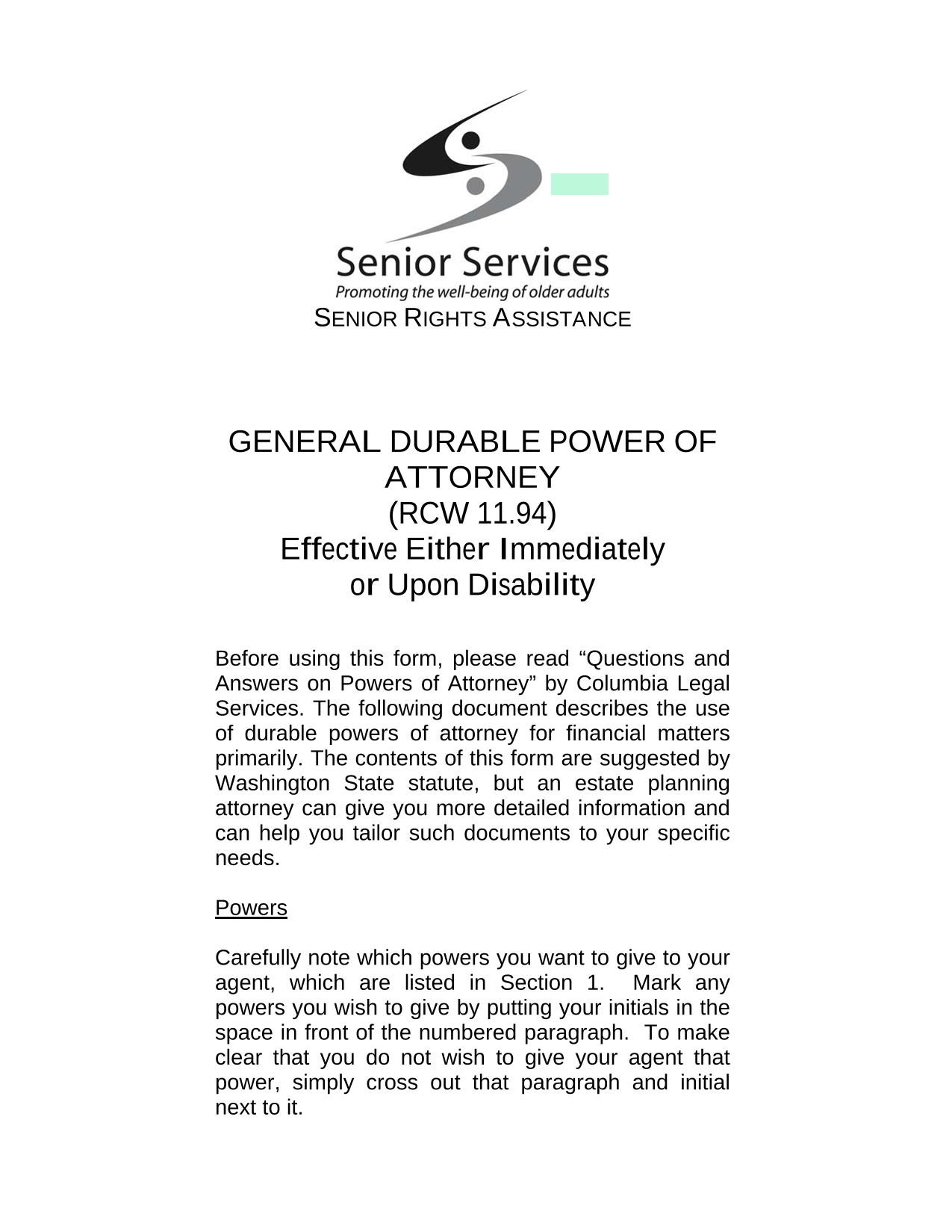 General Durable Power Of Attorney screenshot