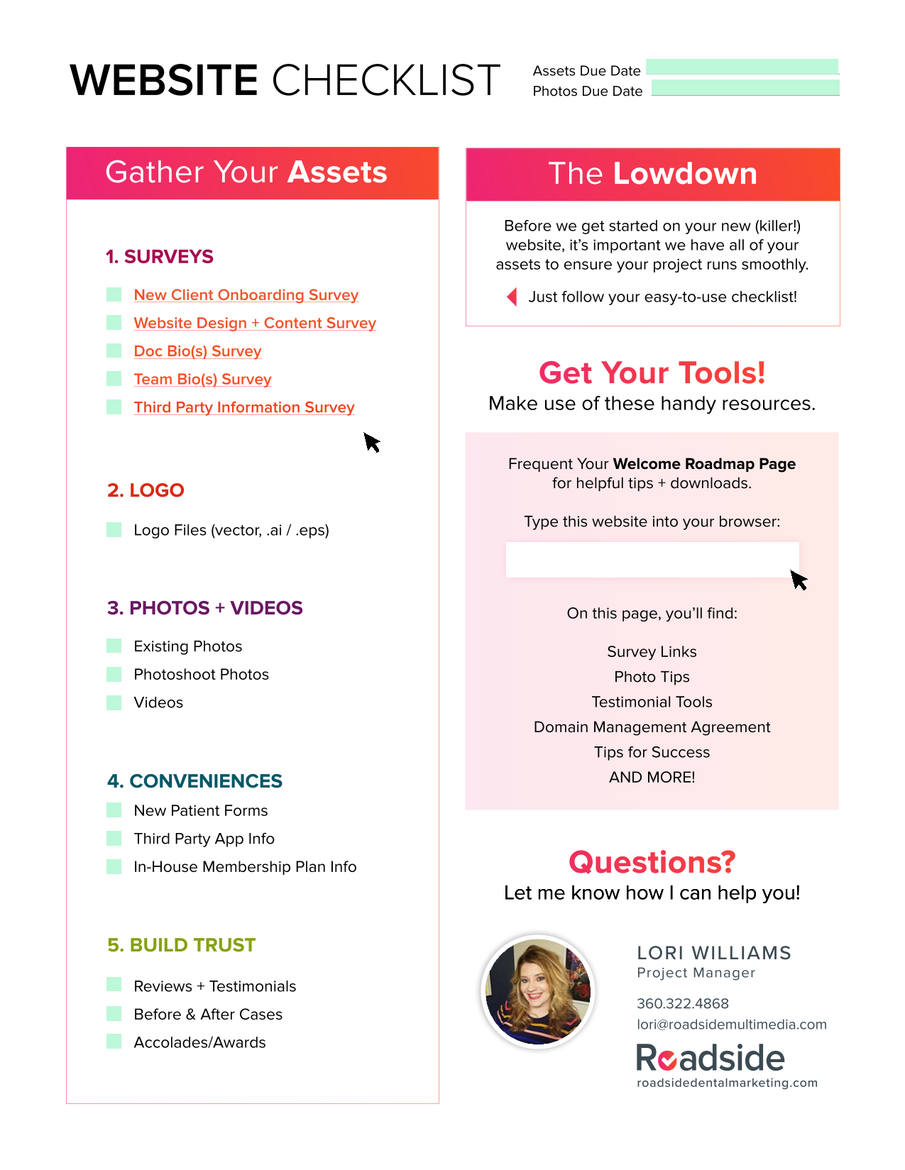 Website Checklist screenshot