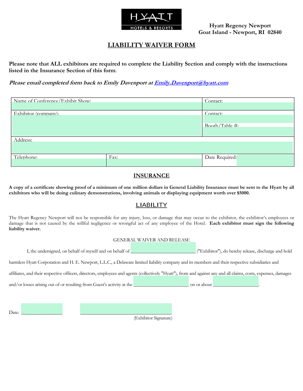 Liability Waiver Form screenshot