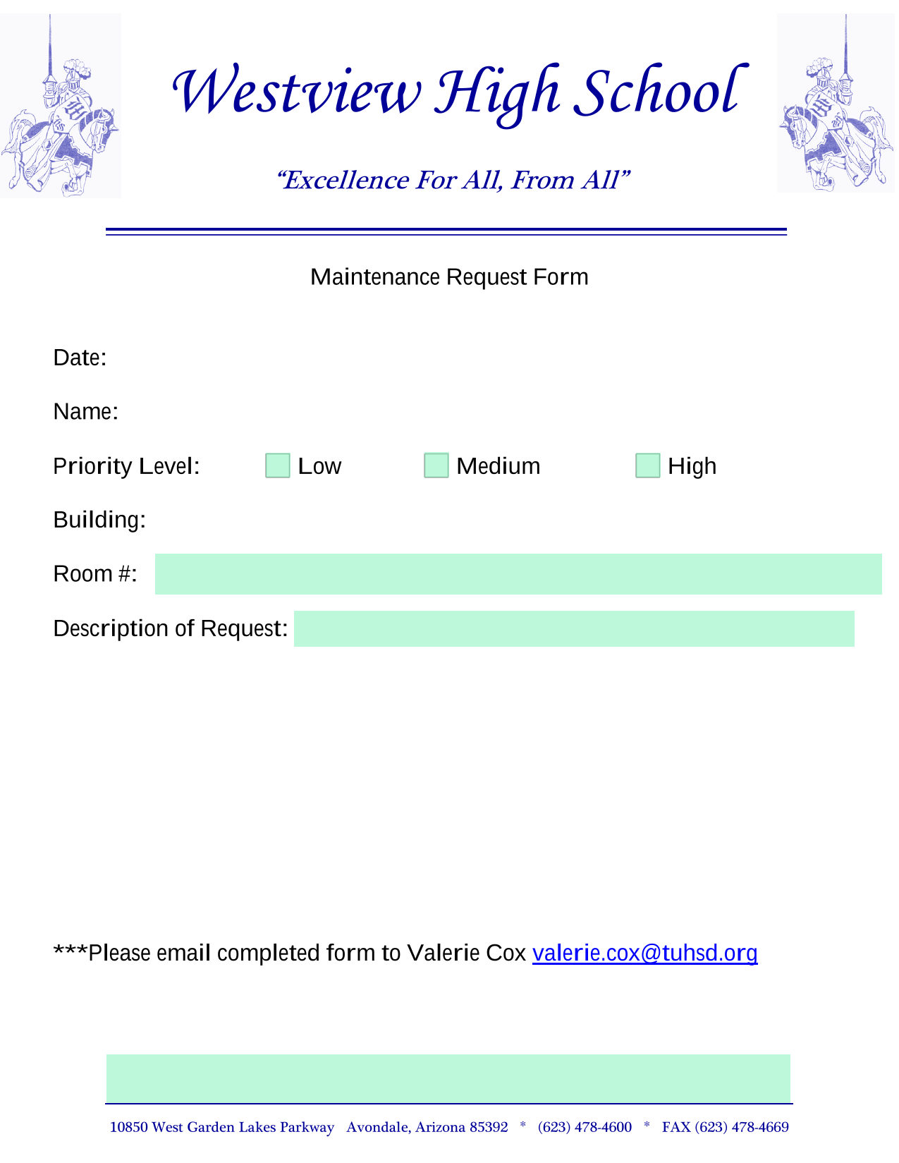 Maintenance Request Form screenshot