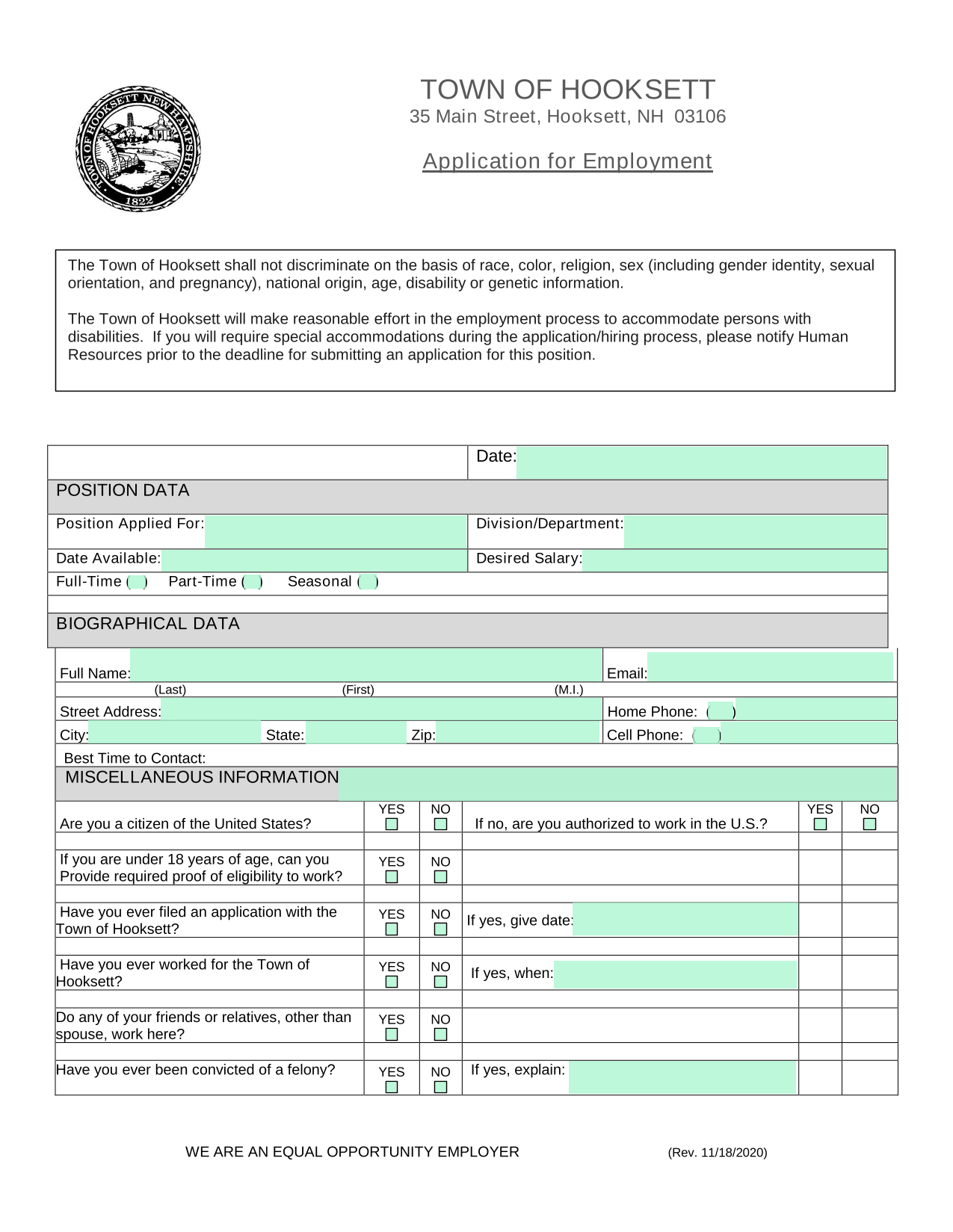 Application For Employment screenshot
