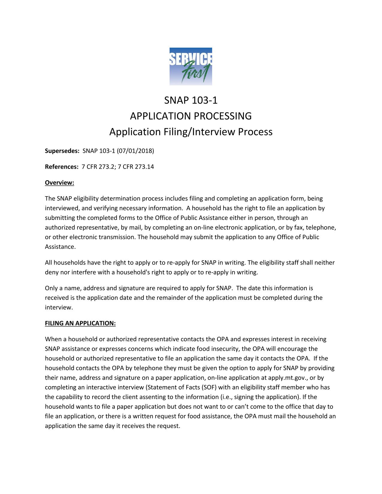 SNAP 103 1 Application Processing screenshot
