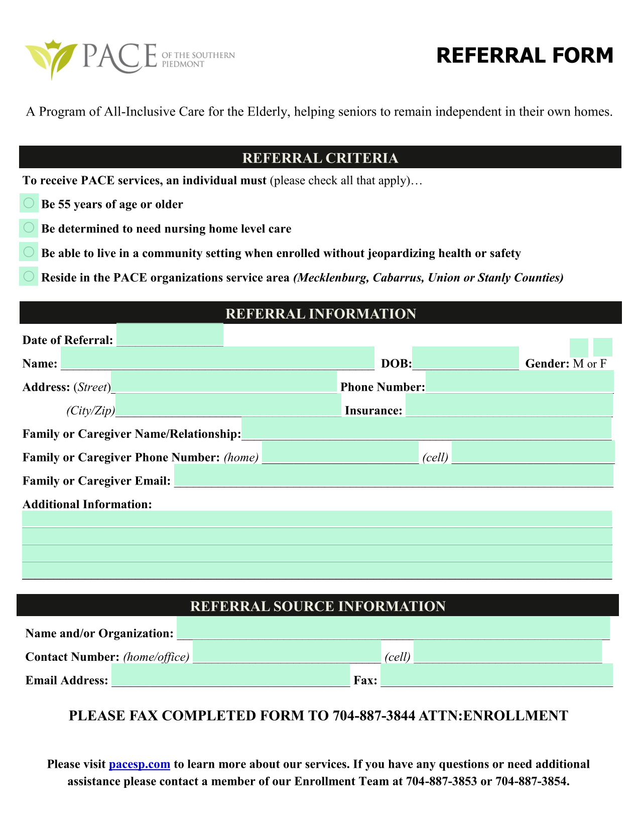 REFERRAL FORM screenshot