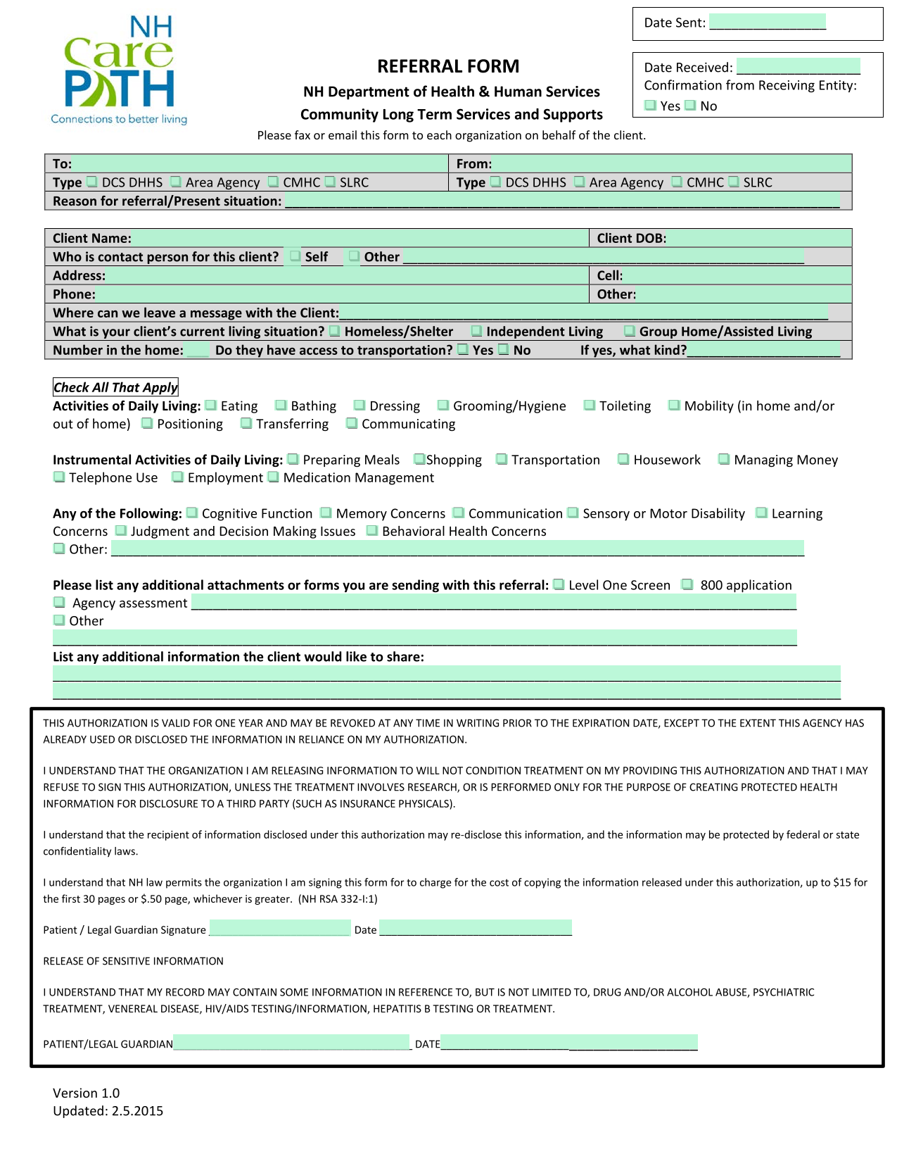 REFERRAL FORM screenshot