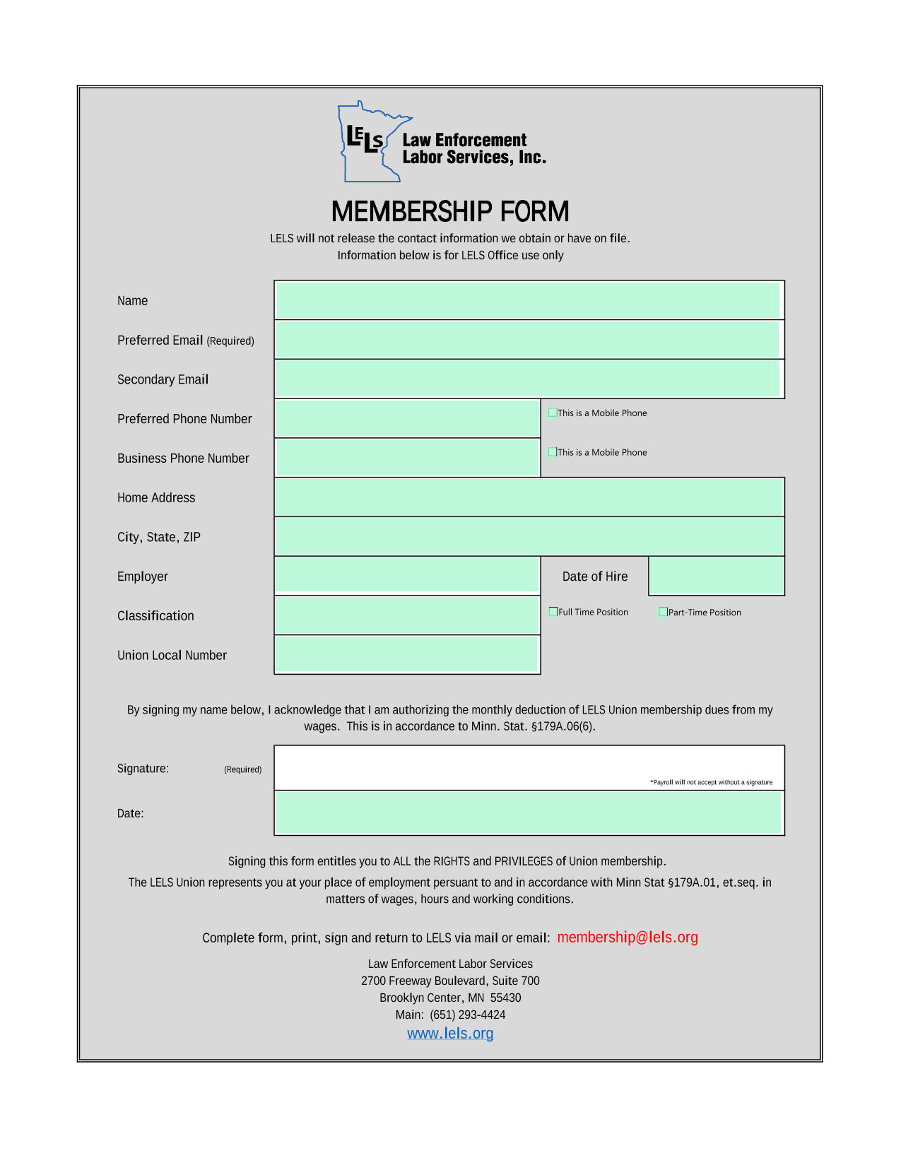 MEMBERSHIP FORM screenshot